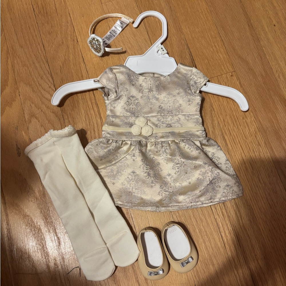 SOLD….American Girl doll dress with stockings, shoes and headband